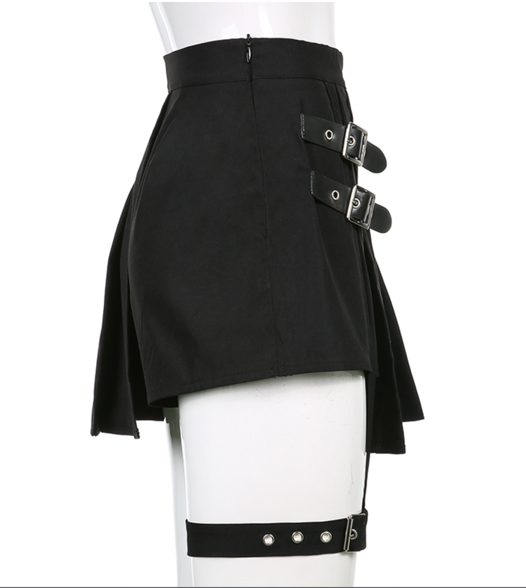 Black Twill High-Waisted Suspender Skirt – Modern Millie