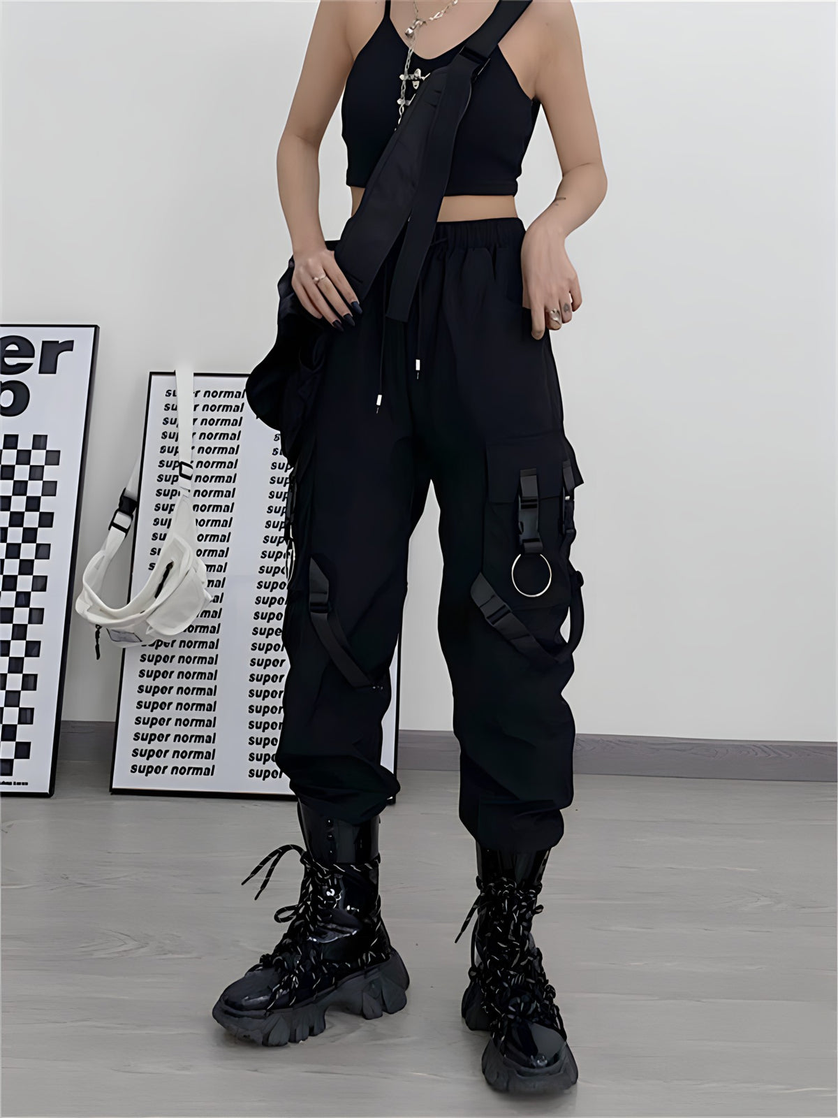 2022 Asymmetrical Tactical Techwear Cargo Vest Women Ribbons
