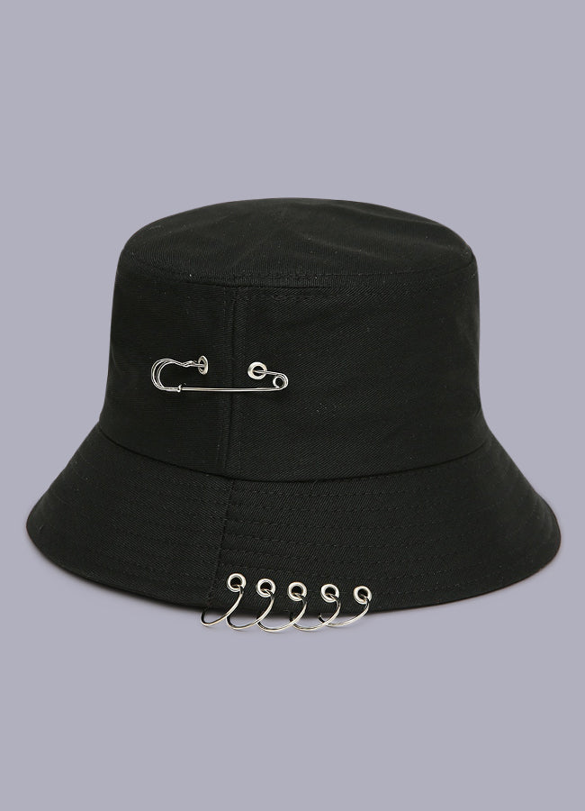 Black Bucket Hat with Rings | OFF-WRLD TECHWEAR