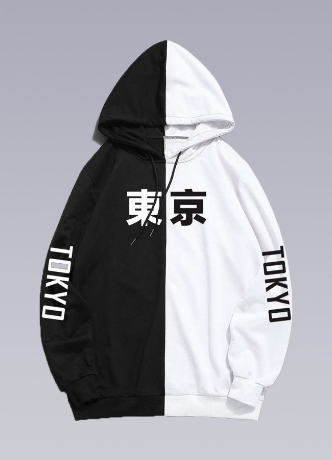 Black jacket best sale with white hoodie