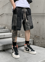 denim patchwork shorts - Vignette | OFF-WRLD