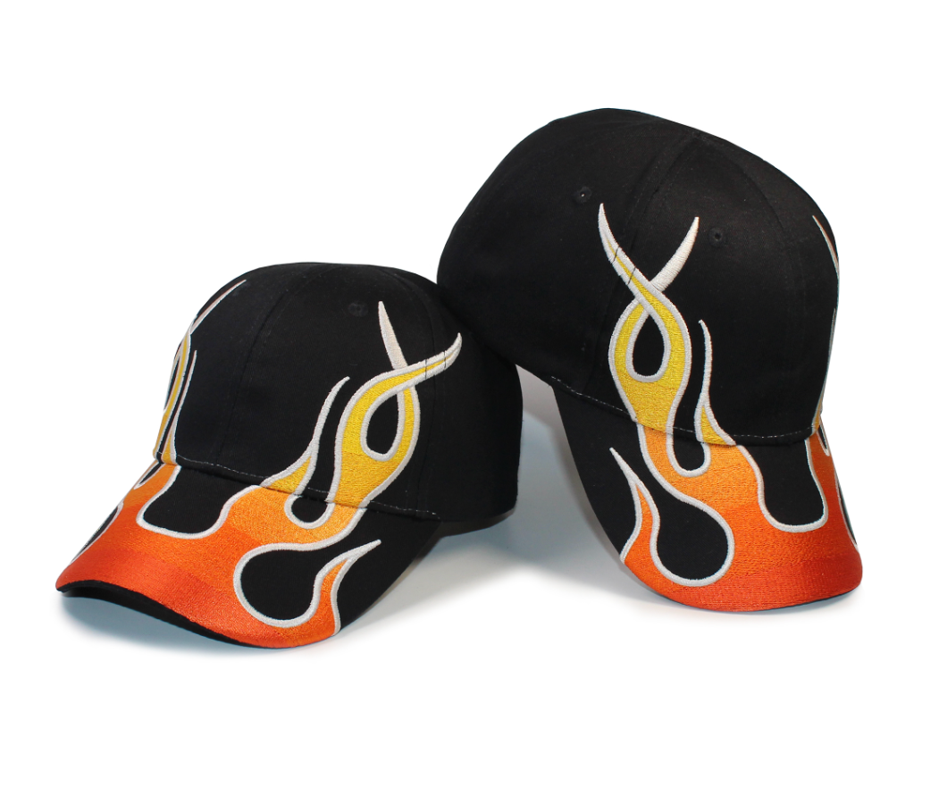 cap with flames