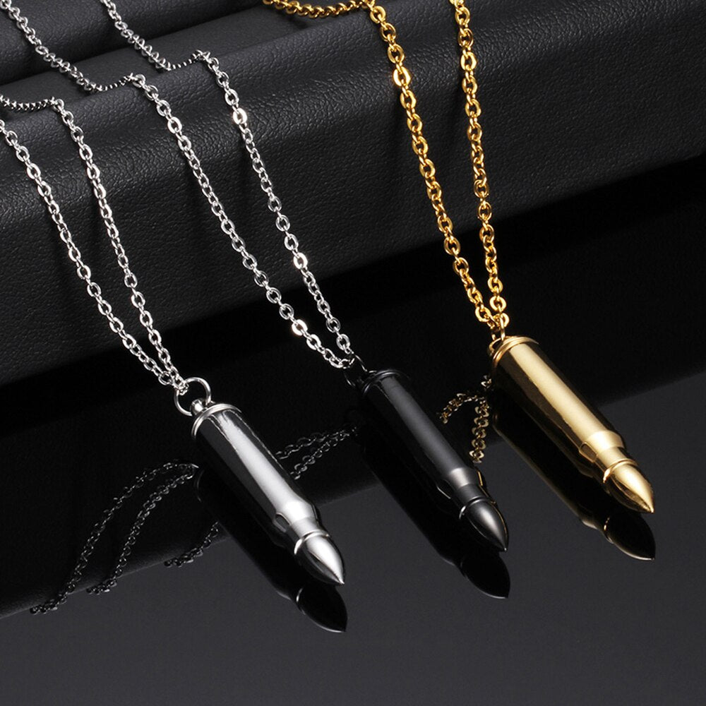 Fashion Stainless Steel Bullet Pendant Necklace for Men or Women an  Adjustable Chain - Walmart.com
