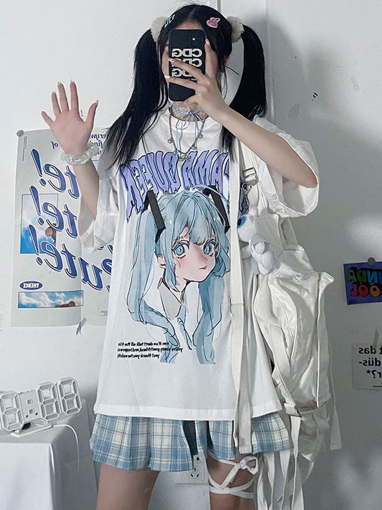 Cute Kawaii Anime Girl Japanese Manga Lettering - Kawaii Anime Girl - T- Shirt