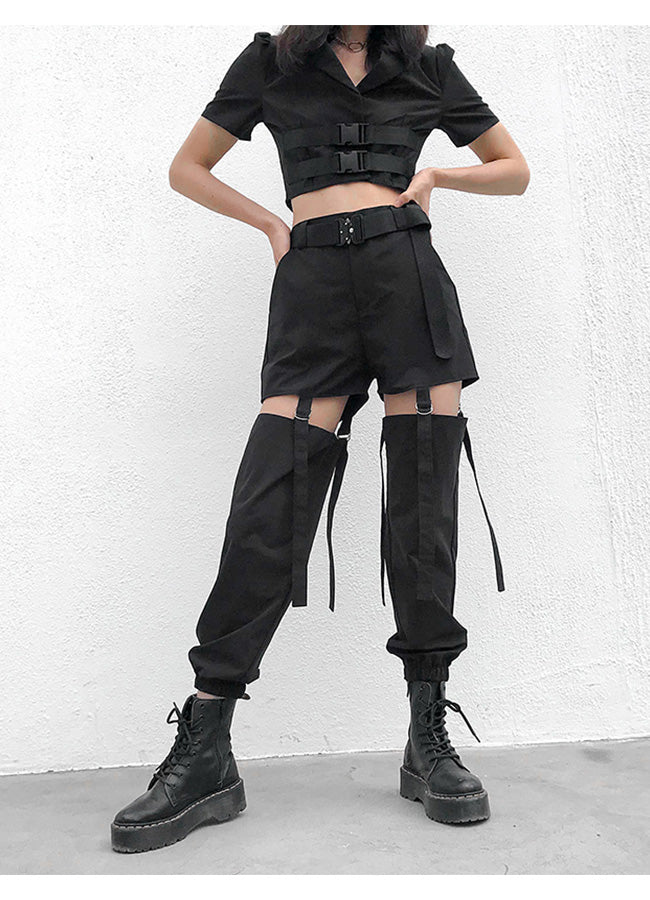 high-waisted hollow out pants