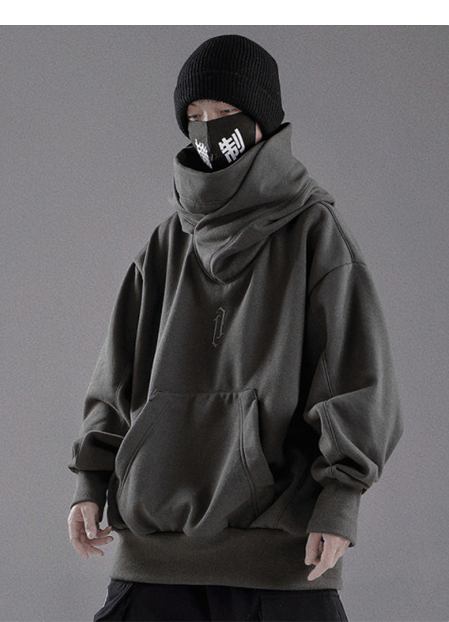 high collar hoodie