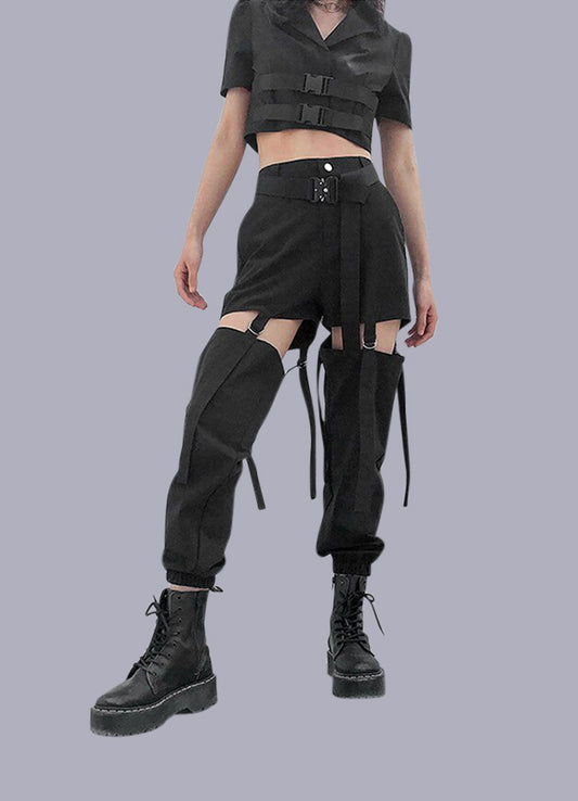 high-waisted hollow out pants