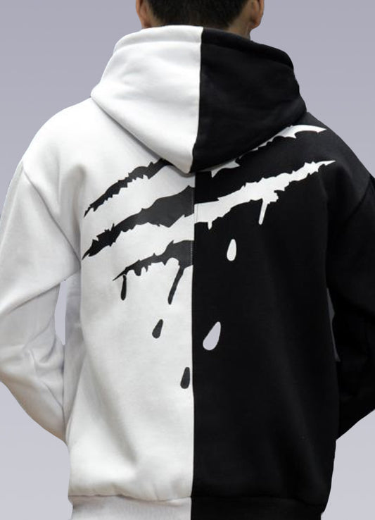 split black and white hoodie