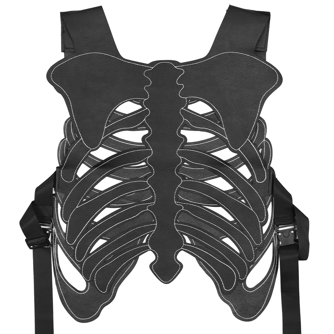 black work skeleton vest