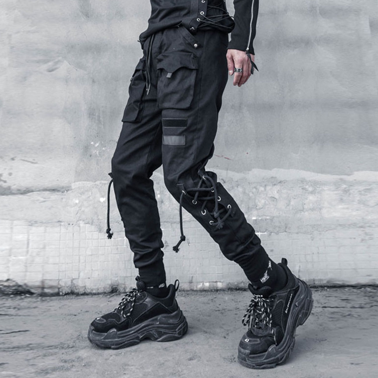 LANFUBEISI Techwear Mall Gothic Streetwear Zipper Pants Grunge