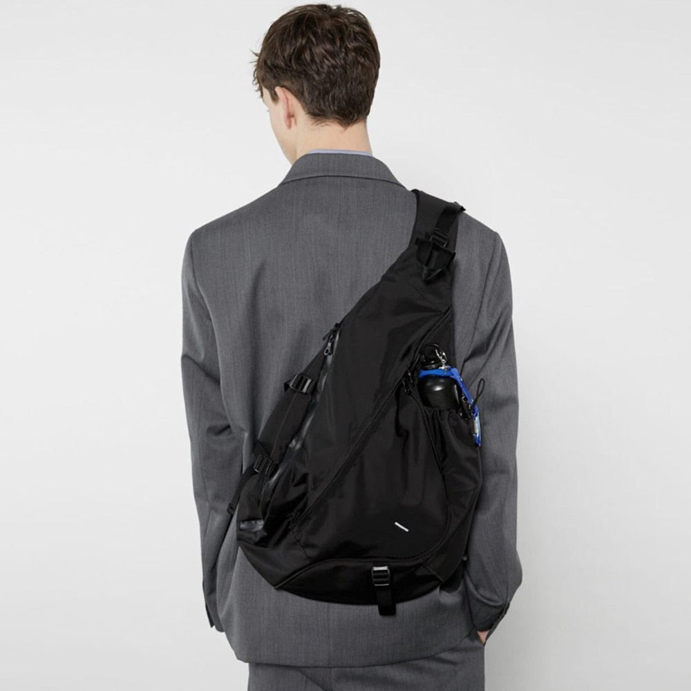 Black Techwear Bag Multi-pocket Crossbody Sling Bag Japanese 