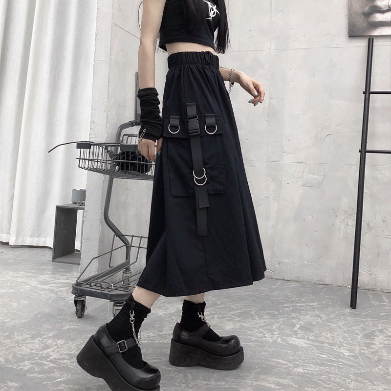 Black Maxi Cargo Skirt | OFF-WRLD TECHWEAR