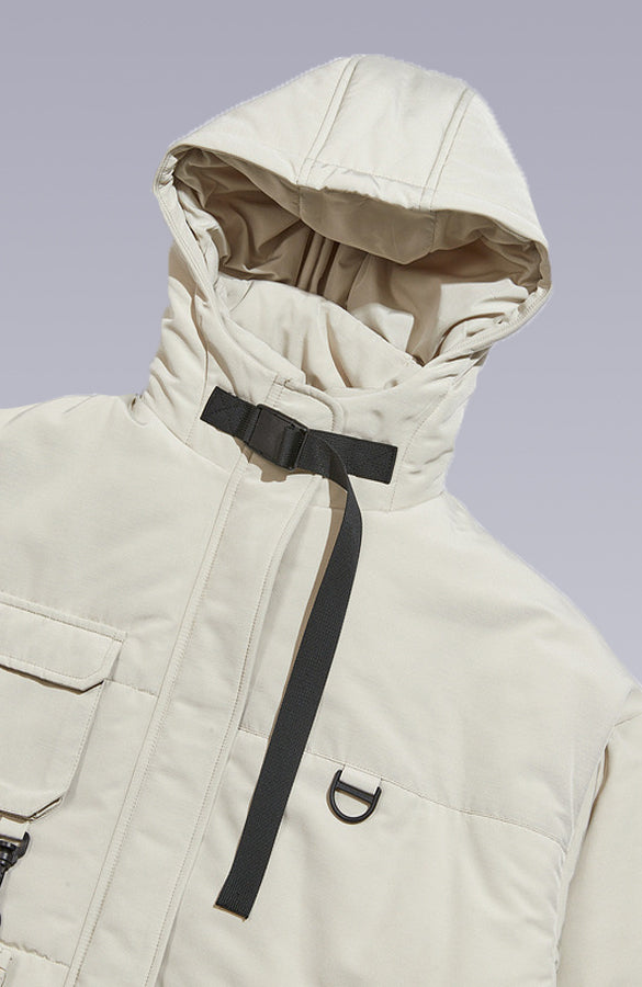 Beige jacket with online hood